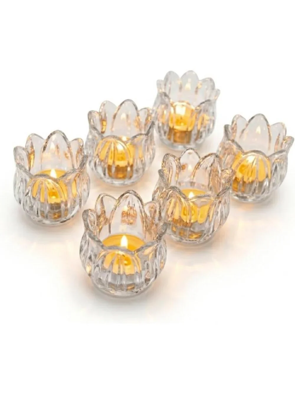 Set of 6 Clear Glass Tulip Votive Candle Holders for Weddings, Parties & Décor